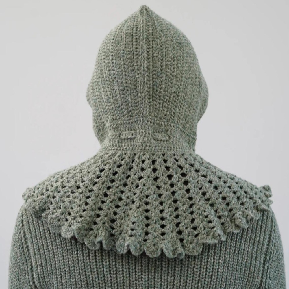 Beklina Lace Collared Hood Marl Green